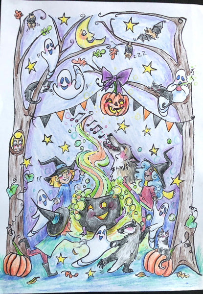 3 Little Witches, cute coloring sheets (50%off til Halloween)🎃