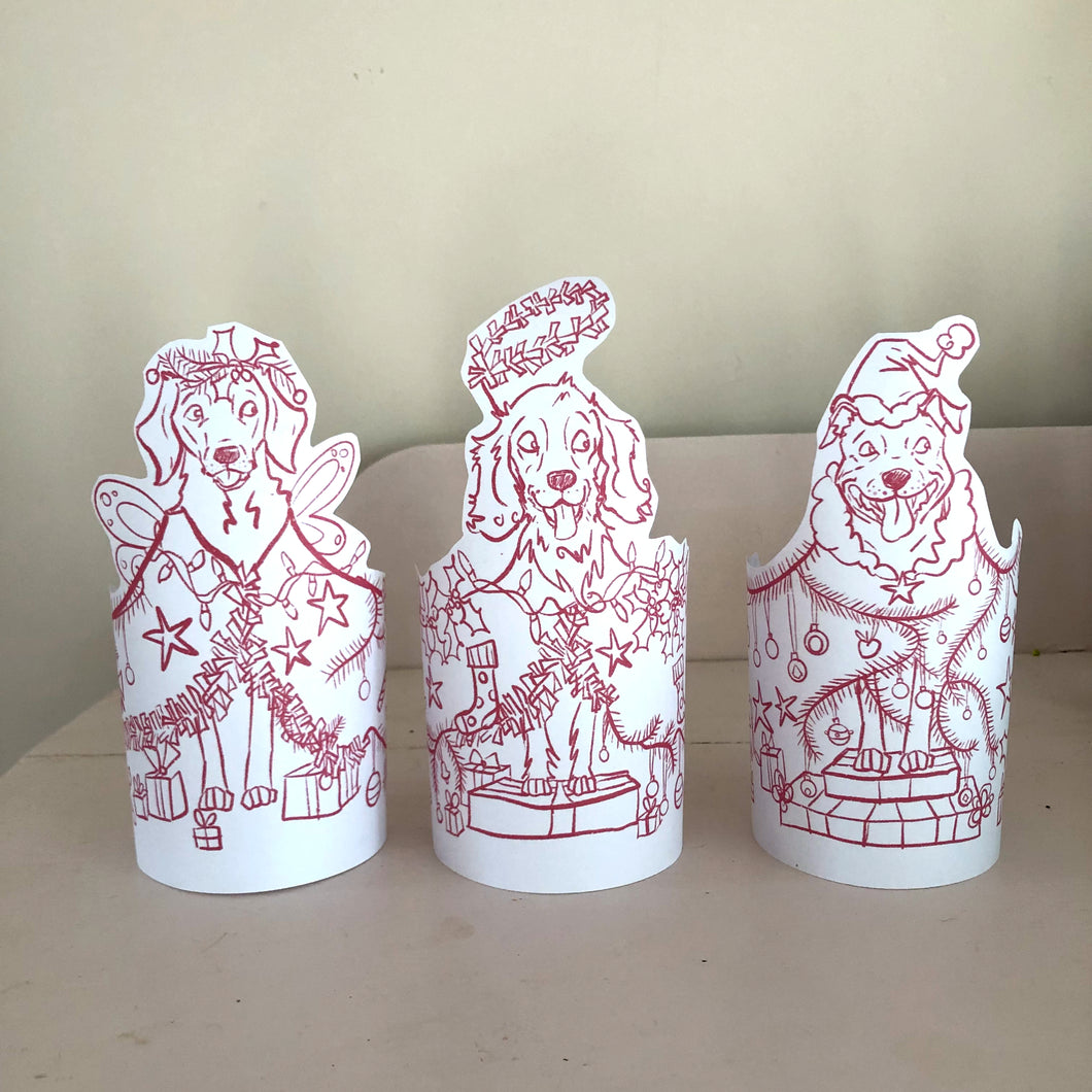 Christmas Dog Colouring Pages